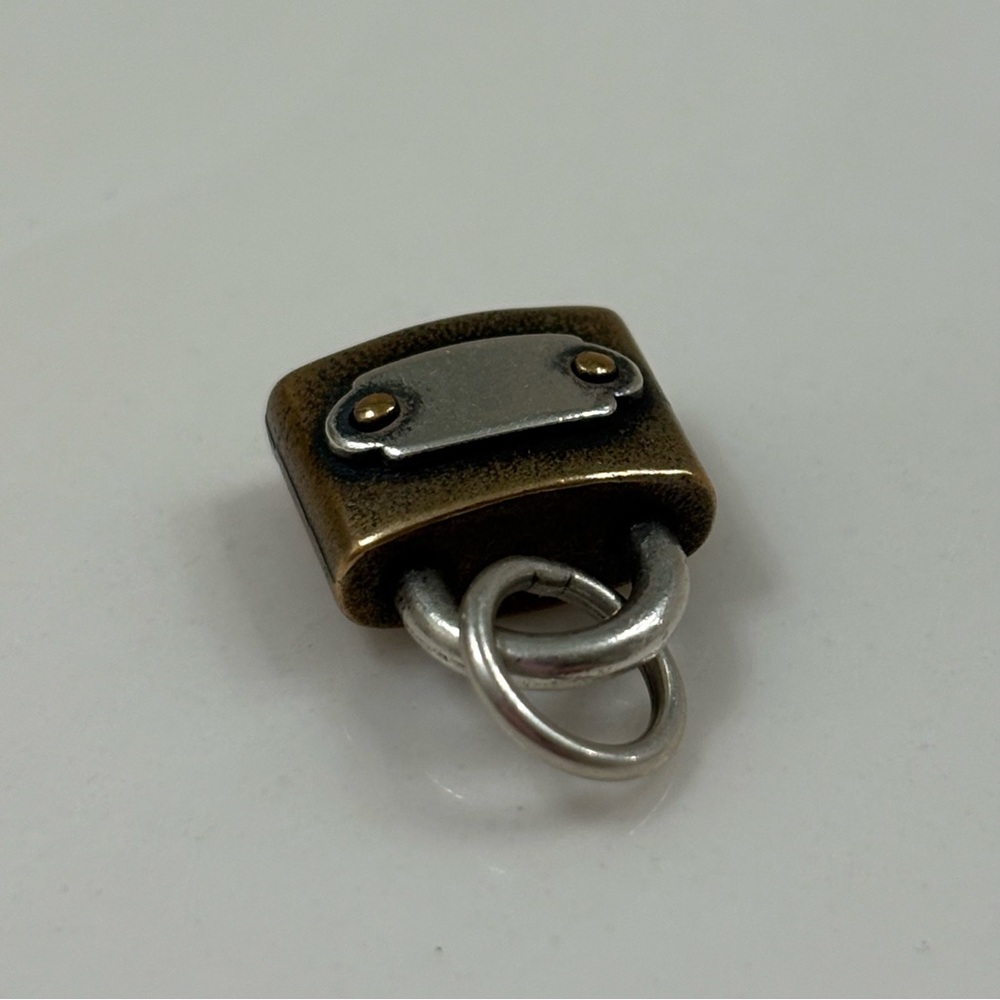 Retired Rare James Avery Pad Lock Charm Bronze and Sterling Silver - Picture 4 of 8